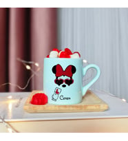 Minnie Mouse Tasarımlı Kişiye Özel Yeşil Türk Kahvesi Fincanı