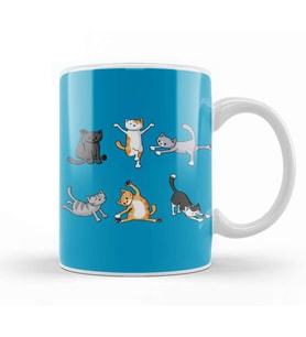 Yoga Cat Kedi Kupa Bardak Porselen