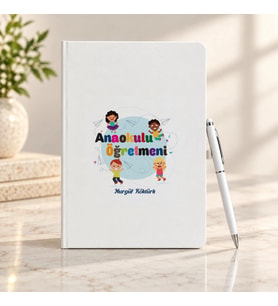 Anaokulu Öğretmenine İsme Özel Defter ve Kalem Seti