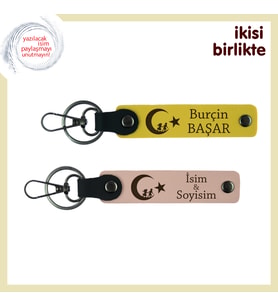 Yıldönümüne Özel Armağan, Çocuk Ve Ayyıldız Kişiselleştirilebilir Anahtarlık , Sarı-Yavru Ağzı