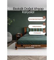Ori̇on Model Çağla Yeşili Puf Başlıklı Masif Ahşap Karyola Kolay Kurulum Fırınlanmış İthal Sibirya Çamı 90x200 Yatak Uyumlu