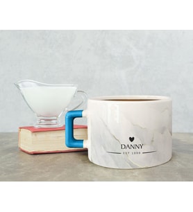BK Gift Kişiye Özel İsimli Tarihli Mavi Kulplu Çay & Kahve Fincanı-6, Arkadaşa Hediye, Sevgiliye Hediye