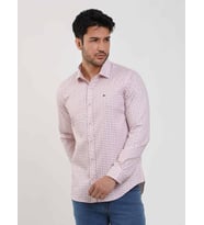 Kırmızı Erkek Slim Fit Kareli Brent Yaka Uzun Kol Gömlek