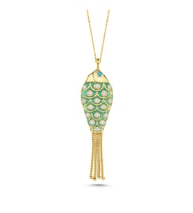 Pullu Balık Altın Kaplama Kolye KLY17 (Gold)