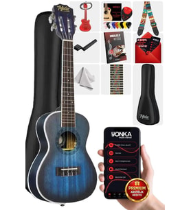 Midex CN-23 Yüksek Kaliteli Masif Ağaç Concert Ukulele Seti