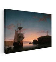 Kanvas Tablo Fitz Henry Lane Sunset at Sea Fener Ressam Tablosu Ev Ofis Duvar Dekoru