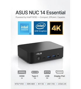 ASUS NUC 14 Essential Barebone Intel N150 4GB DDR5 RAM 2TB SSD FDOS MINI BİLGİSAYAR NUC14MNK150 A4