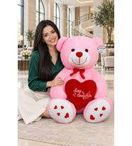 Pandamke 140 cm Dev Bobo Seni Seviyorum Kalpli SEVGİLİYE ÖZEL (Pembe)