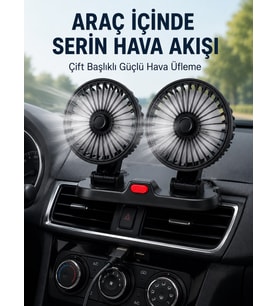 Ayarlanabilir Çift Başlıklı Sessiz Araç İçi Vantilatör