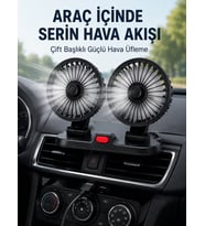 Ayarlanabilir Çift Başlıklı Sessiz Araç İçi Vantilatör