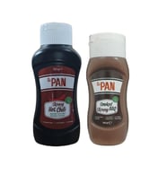 Dr. Pan 2'li Şekersiz Sos Paketi Hot Chili Sos 525 gr - Barbekü Sosu 260 gr Şekeriz Düşük Kalorili