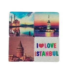 İstanbul Temalı Dörtlü Taş Magnet (Karışık)