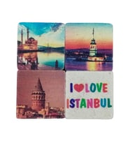 İstanbul Temalı Dörtlü Taş Magnet (Karışık)
