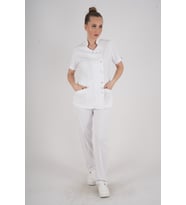 Aylu Model Soft Likra Beyaz Doktor Hemşire Hastane Scrubs Üniforma Takımı