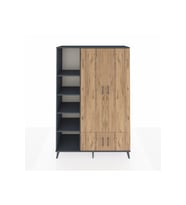 Hyperion Dolap 6 Raflı 4 Kapaklı Tek Askılı 132x44x195 Antrasit-Çam/Antrasit