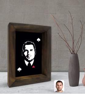 BK Gift Kişiye Özel Godfather Baba Silüet Tasarımlı Dekoratif Doğal Masif Ahşap Çerçeve 15x20cm-16 (Beyaz)