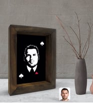 BK Gift Kişiye Özel Godfather Baba Silüet Tasarımlı Dekoratif Doğal Masif Ahşap Çerçeve 15x20cm-16 (Beyaz)