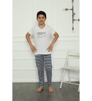 Akbeniz Erkek Çocuk Penye Pijama Takım 20390 (Beyaz)