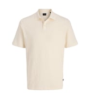 Jack & Jones JPRBLATRENTON Erkek Polo Yaka Tişört Jakarlı Kısa Kollu (Krem)
