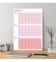 Tarihsiz Üç Aylık Duvar Takvimi, 90 Günlük Plan, Duvar Planlayıcı, Pembe Renk - 50x70 cm