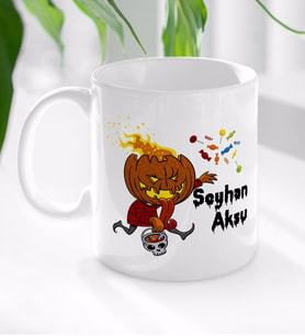 BK Gift Kişiye Özel Happy Halloween Tasarımlı Beyaz Kupa Bardak-12