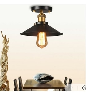 RİOLİGHT RETRO TEKLİ  MNETAL TAVAN AVİZESİ ŞAPKA ÇAPI: 22CM (Siyah)