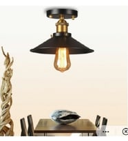 RİOLİGHT RETRO TEKLİ  MNETAL TAVAN AVİZESİ ŞAPKA ÇAPI: 22CM (Siyah)