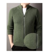 Erkek Dik Yaka Fermuarlı Slim Fit Triko Hırka