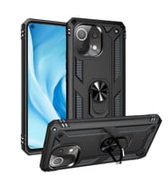 Xiaomi Mi 11 Lite Kılıf Yüzüklü Zırh Tank Vega (Siyah)