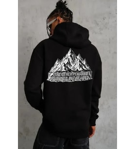 Erkek Nihilist Penguen Temalı Oversize Kapüşonlu Sweatshirt - Siyah