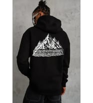 Erkek Nihilist Penguen Temalı Oversize Kapüşonlu Sweatshirt - Siyah