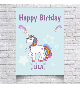Unicorn Temalı Doğum Günü Afişi