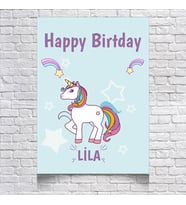 Unicorn Temalı Doğum Günü Afişi