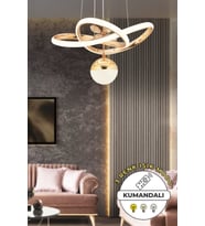 Modern Kumandalı Gold Renkli 3 Renk Işıklı Dimmerli Sarkıt LED Avize
