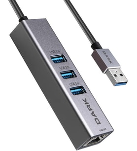 DK-AC-USB332GL USB Type-A to RJ45 Gigabit Ethernet ve 3xUSB 3.0 Hub Çoklayıcı Adaptör, Siyah