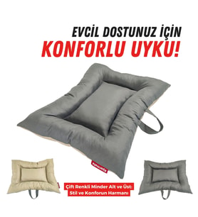 XPERMATE Comfort Köpek Yatağı, Kedi Yatağı, Tüy Tutmayan ve Su İtici Kumaş 55x65 Antrasit Bej