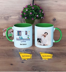 Yazılım Geliştirme Uzmanı Kupa Bardak Yeşil Fotoğraflı