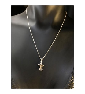 Melek Serisi Minimal Zirconia Taşlı Gümüş Melek Kolye