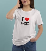 BK Gift I Love Las Vegas Tasarımlı Kadın Yuvarlak Yaka Tişört-1 (Beyaz)