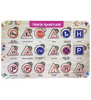 Farbu Oyuncak Trafik İşaretleri 18 Pcs Eğitici Ahşap Puzzle FBP22