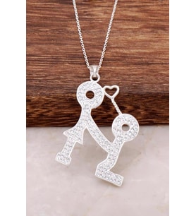 Swarovski Taşlı Çöp Adam Gümüş Kolye 1807