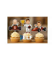Kişiye Özel Yarış Arabalı Cupcake Süsü Kürdan Süs ( 10 Adet )