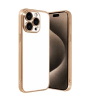 iPhone 15 Pro Max Kamera Korumalı Lensli Silikon - Gold