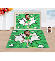 BK Gift Kişiye Özel Yeşil Beyaz Futbolcu Karikatürlü 1000 Parça Profesyonel Puzzle-1