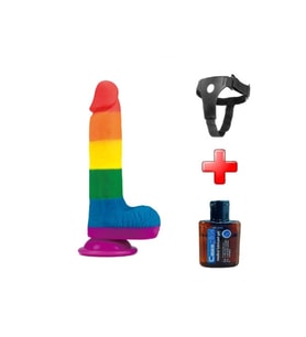 19,5 cm Belden Bağlamalı Renkli Realistik Vantuzlu Dildo Penis - LV410026B