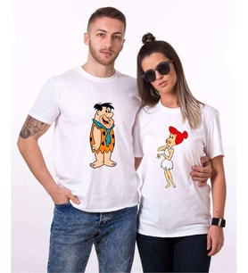 Tshirthane Fred Wilma Çakmaktaş Sevgili Kombinleri Tshirt Kombini (Tek Ürün Fiyatıdır.)