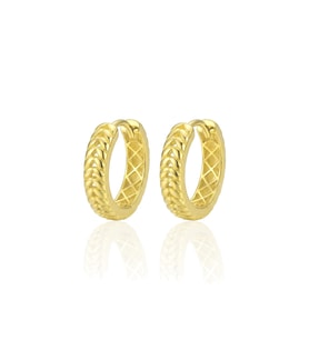 925 Ayar Gümüş küpe Üzeri Altın Kaplama Başak Modeli Halka Küpe SGTL13194GOLD