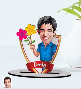 BK Gift Kişiye Özel İsimli Erkek Karikatürlü Ahşap Biblo Model-1