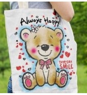 Bez Çanta - Always Happy Baskılı (Bej)