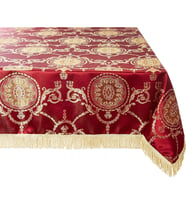 Linen Prestige Damask Tasarım Masa Örtüsü Bordo 132 cm x 177 cm Dikdörtgen/Dikdörtgen